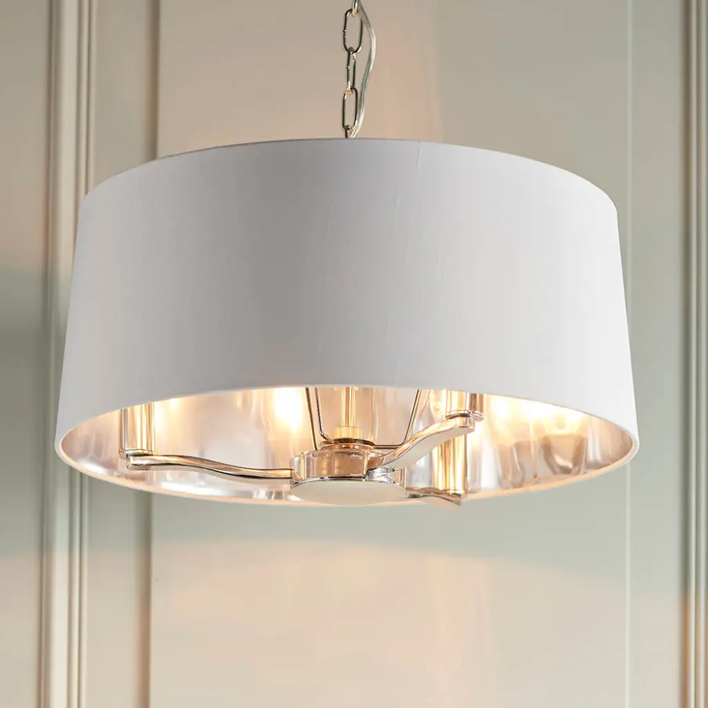 Harvey 3 Light with Drum Shade in Nickel Finish