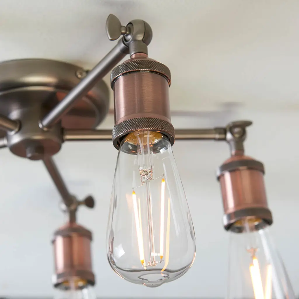 Hal 5 Light Semi Flush in an Aged Copper Finish