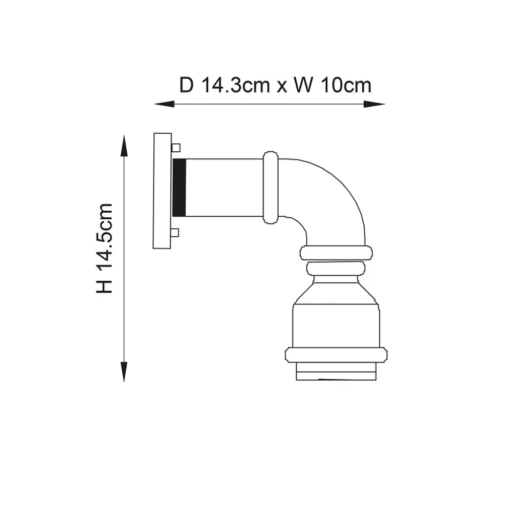 Pipe Single Industrial Wall Light in Pewter Finish