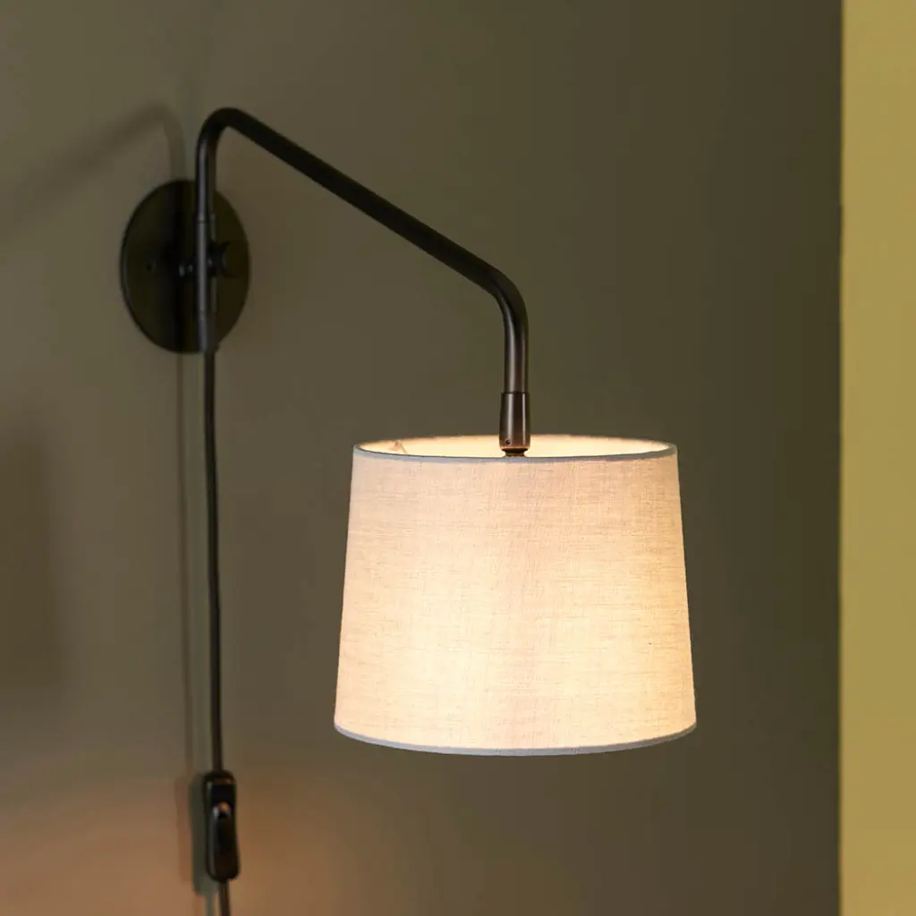 Carlson Small Modern Wall Light in Matt Black C/W Grey Shade