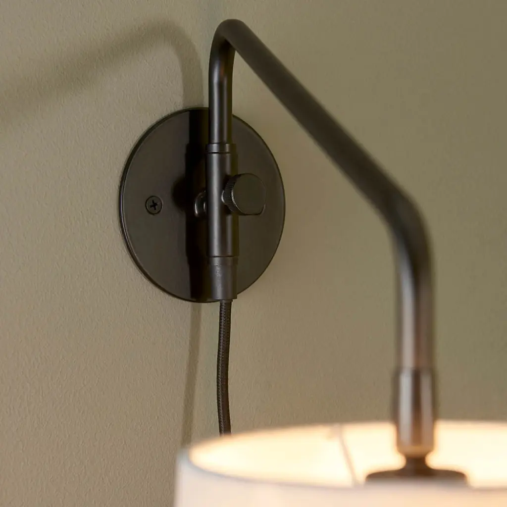 Carlson Small Modern Wall Light in Matt Black C/W Grey Shade