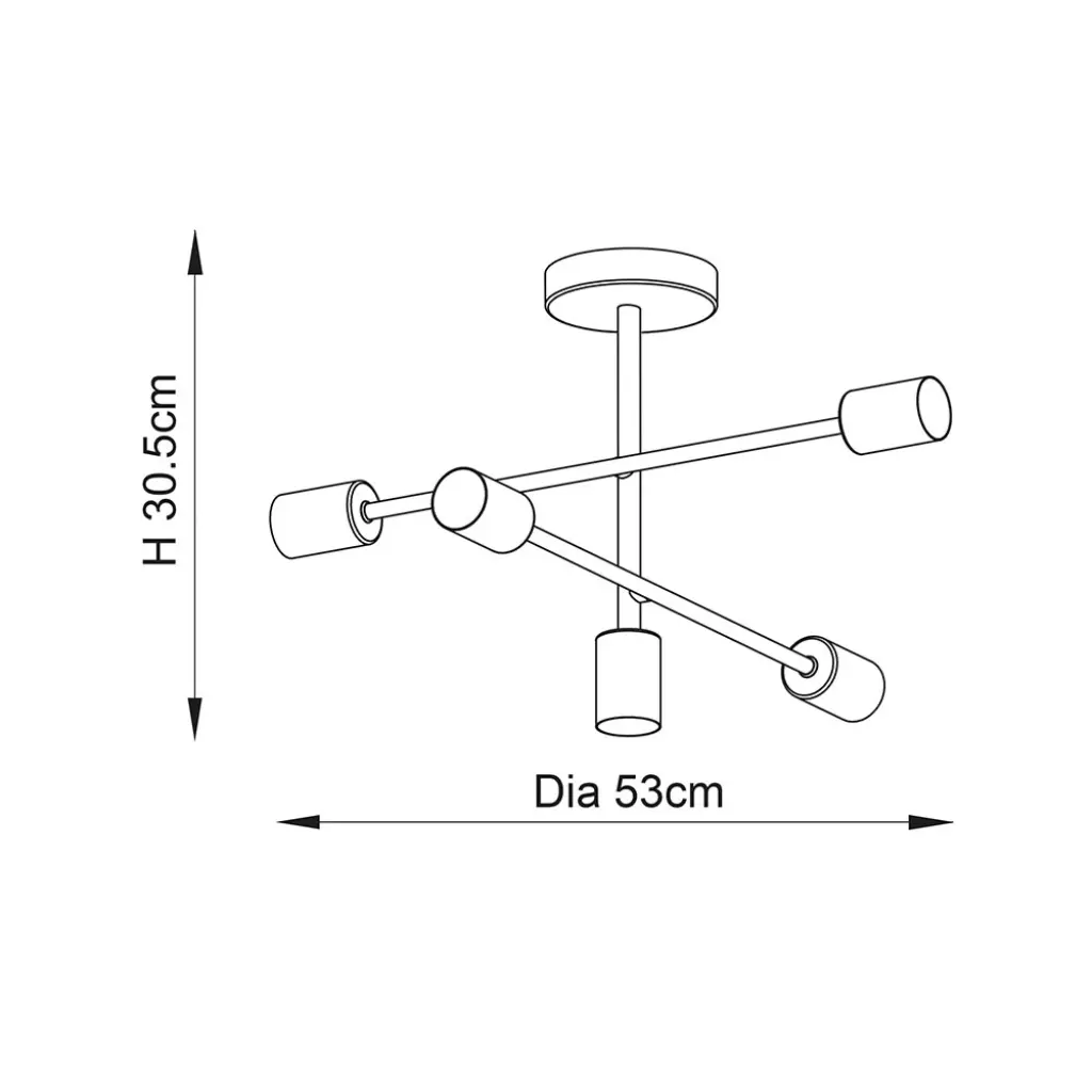 Studio 5 Light Semi Flush Fitting in Matt Black