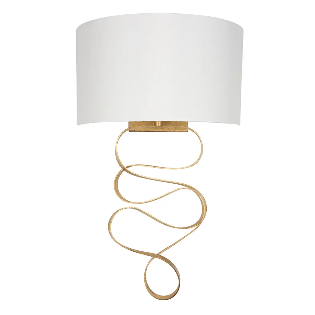 Jane Gold Ribbon Wall Light C/W Ivory Shade