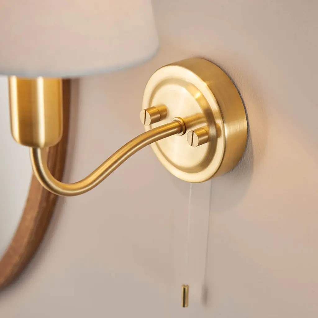 Conway Satin Gold Wall Light C/W Shade IP44