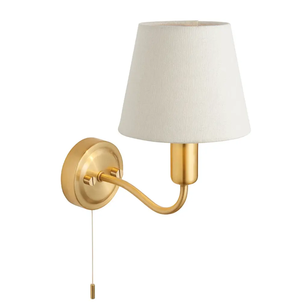 Conway Satin Gold Wall Light C/W Shade IP44