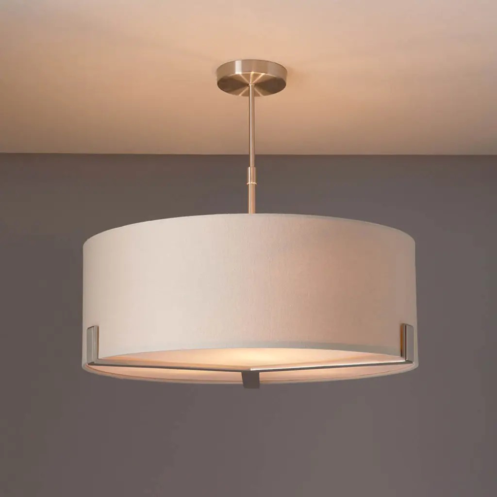 Hayfield 3 Light Pendant in Satin Nickel C/W Shade