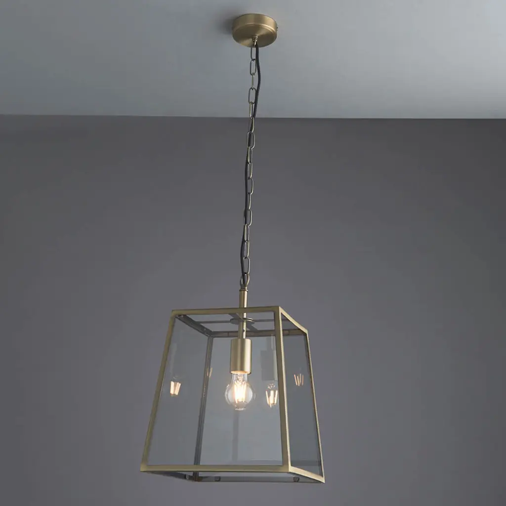 Hurst Box Style Single Pendant in Antique Brass Finish