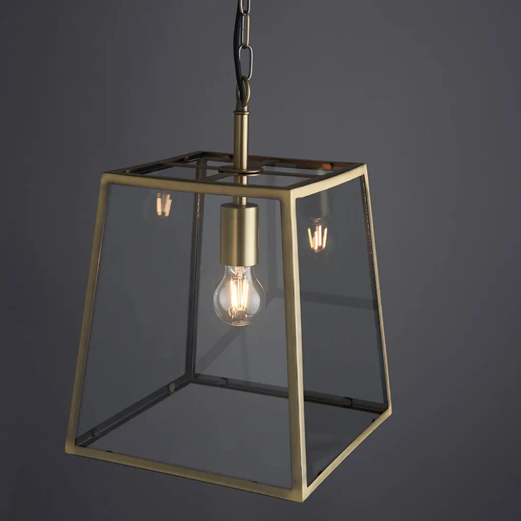 Hurst Box Style Single Pendant in Antique Brass Finish