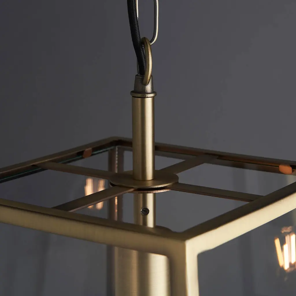 Hurst Box Style Single Pendant in Antique Brass Finish