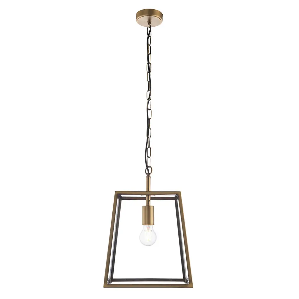 Hurst Box Style Single Pendant in Antique Brass Finish