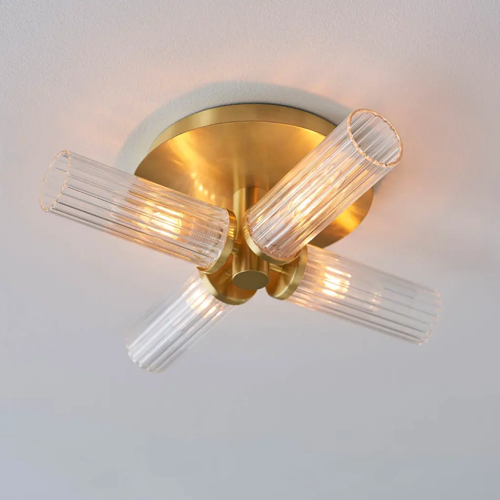 Talo 4 Light Semi Flush in Satin Brass IP44