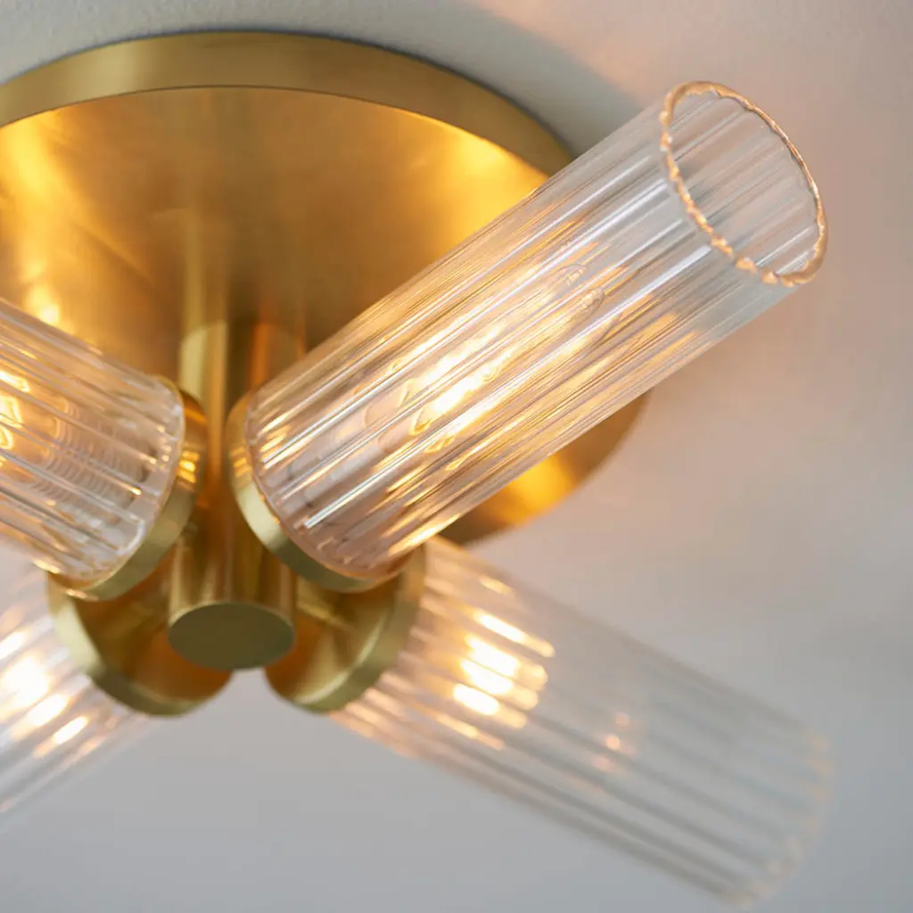 Talo 4 Light Semi Flush in Satin Brass IP44