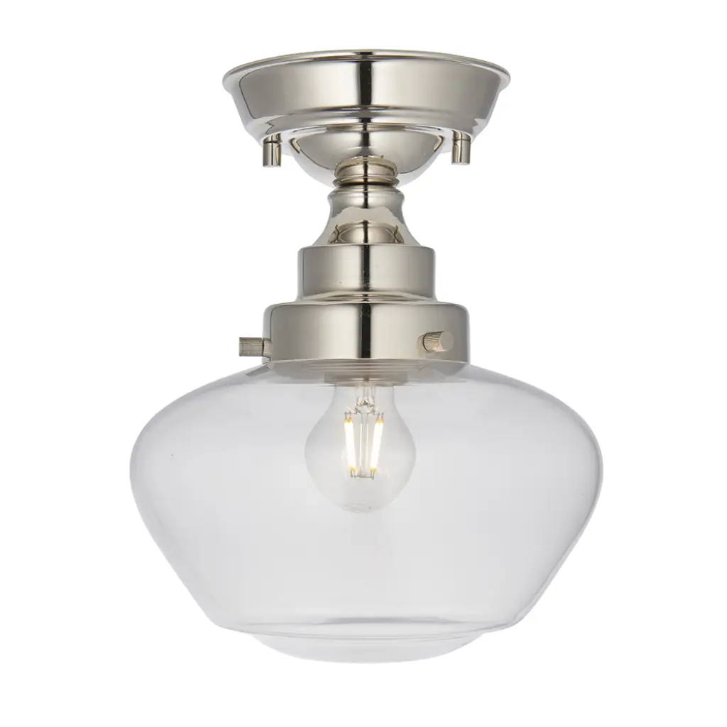 Camberley Polished Nickel & Glass Semi Flush