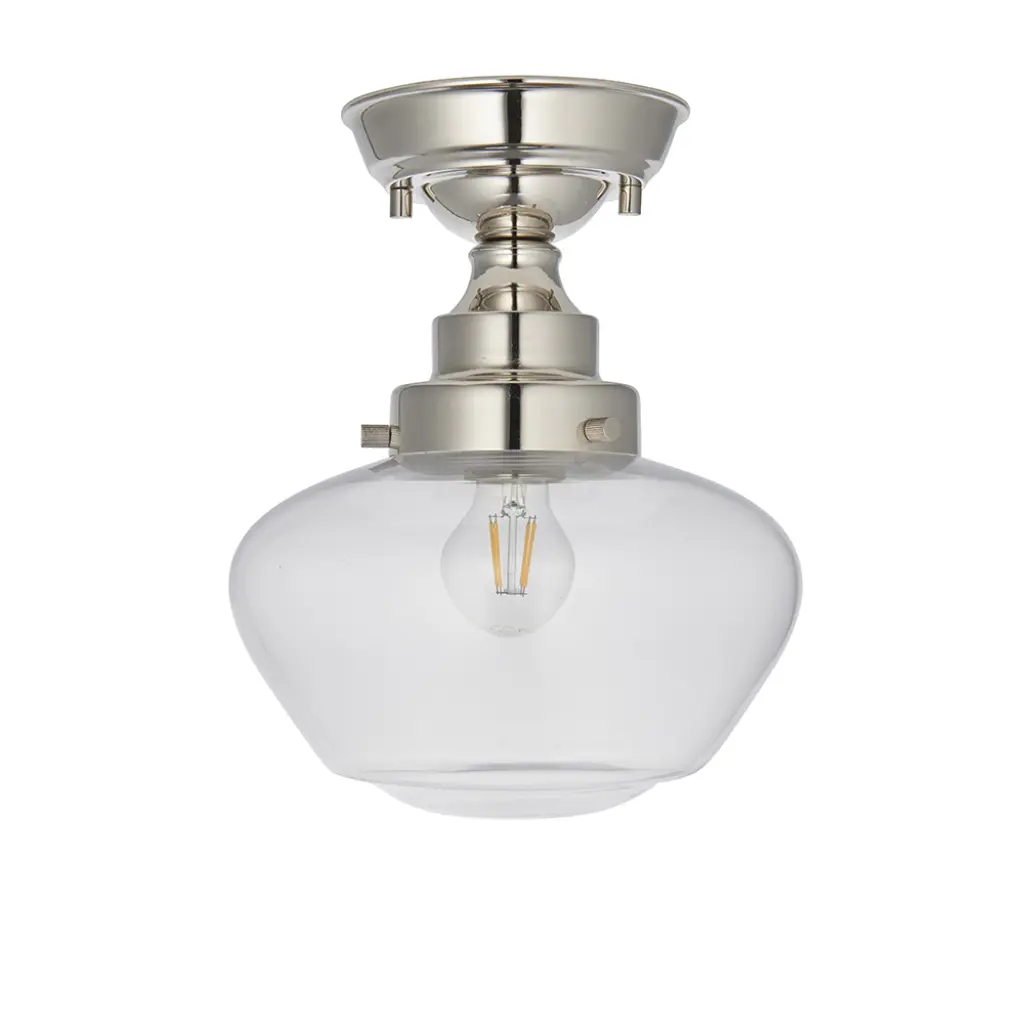 Camberley Polished Nickel & Glass Semi Flush