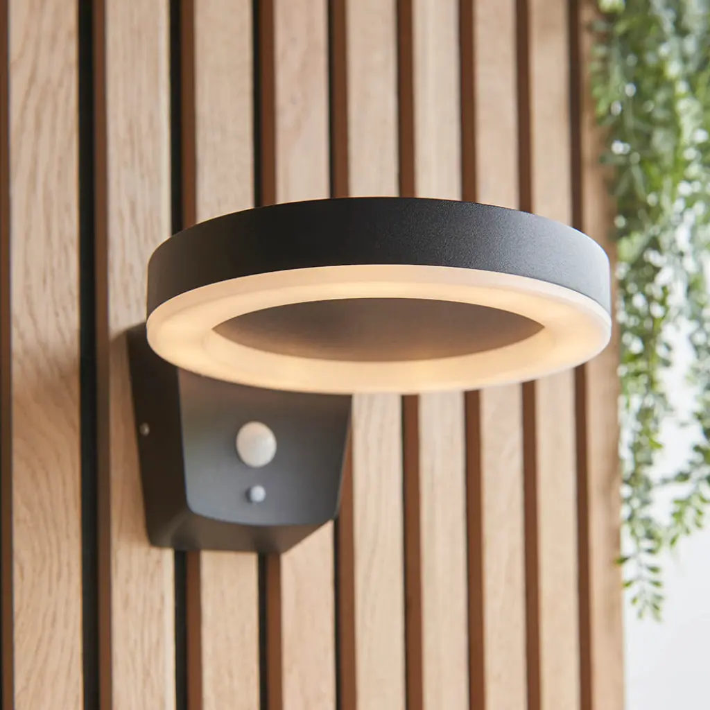 Ebro Solar Powered Wall Light with Photocell & PIR