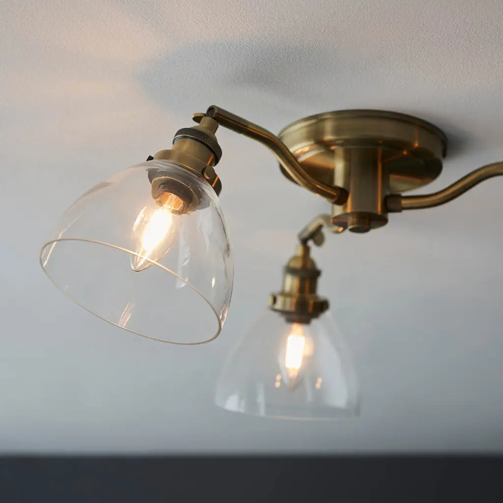 Hansen 3 Light Semi Flush in Antique Brass