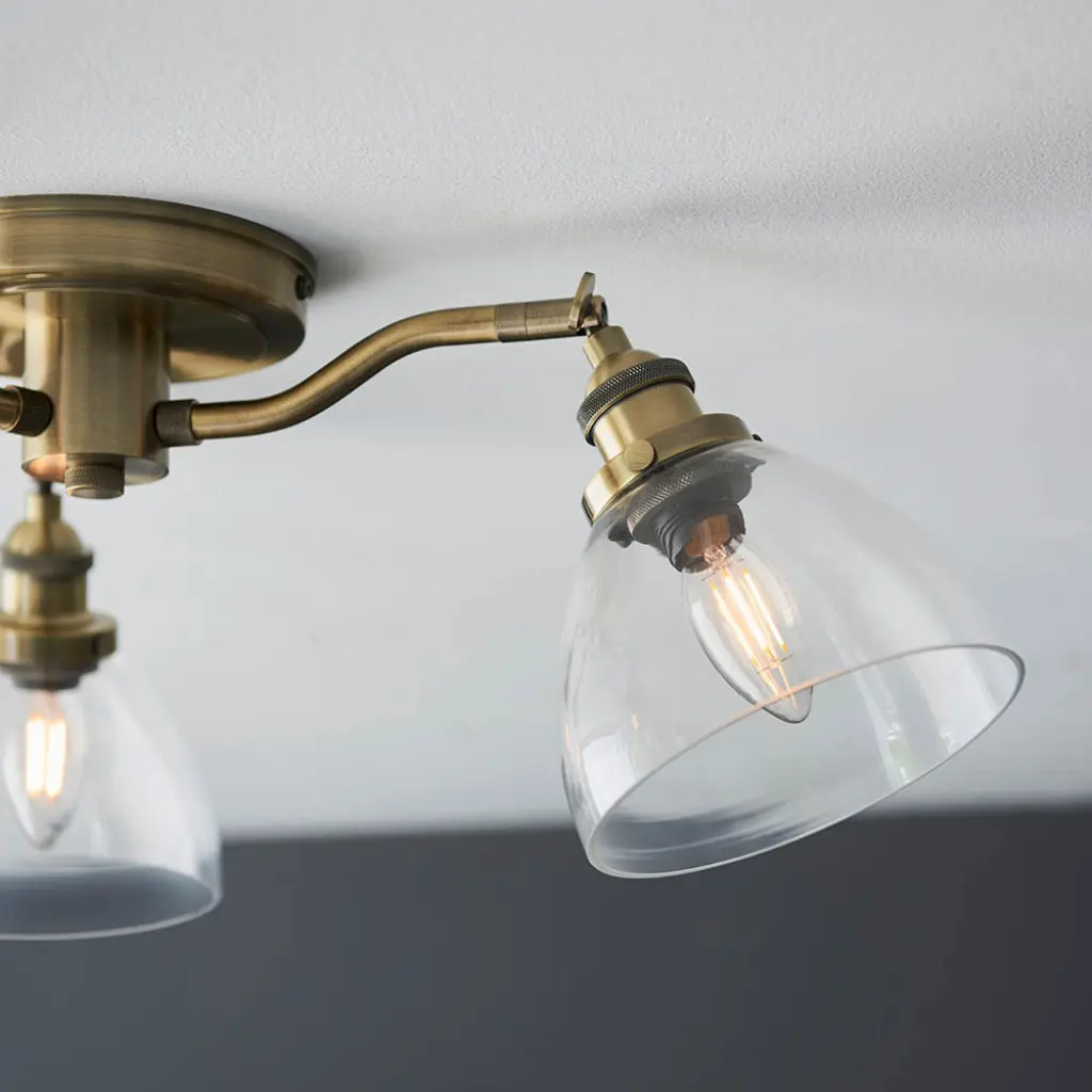 Hansen 3 Light Semi Flush in Antique Brass