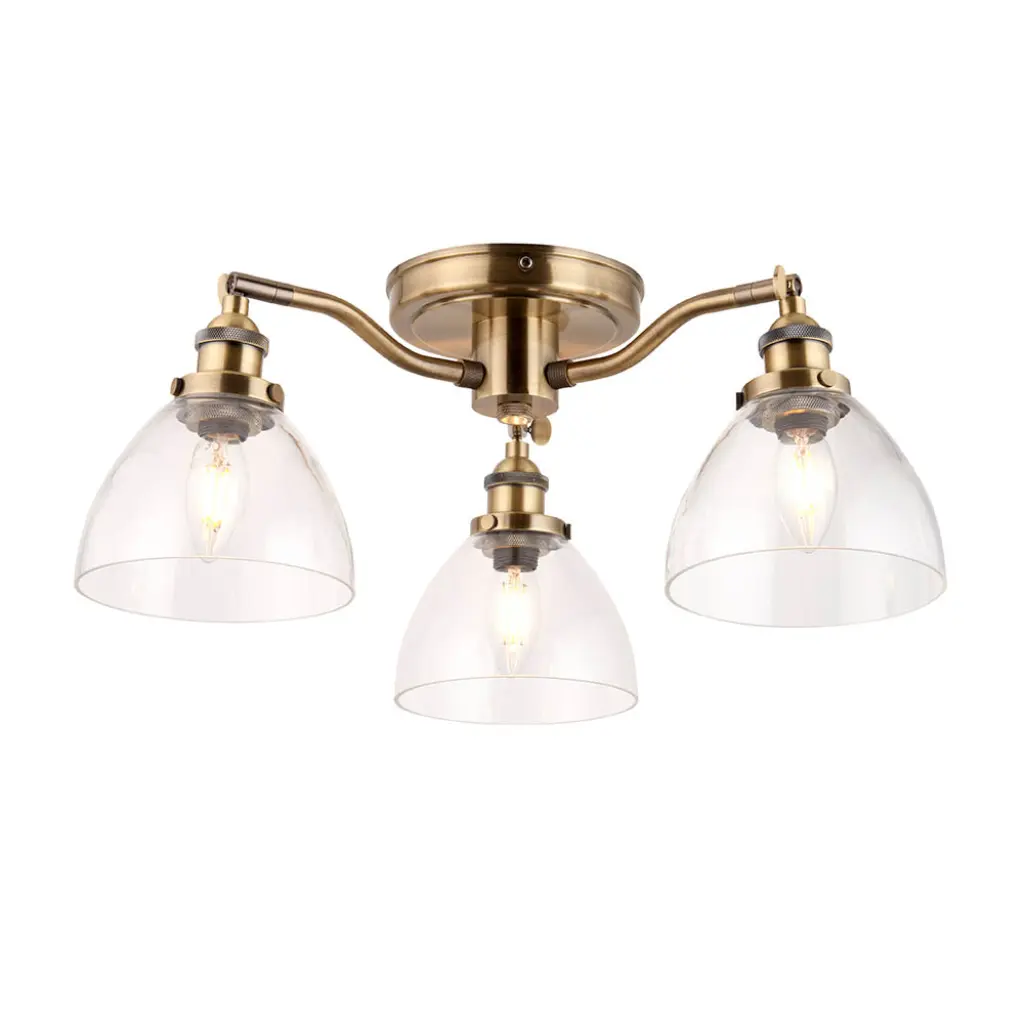 Hansen 3 Light Semi Flush in Antique Brass