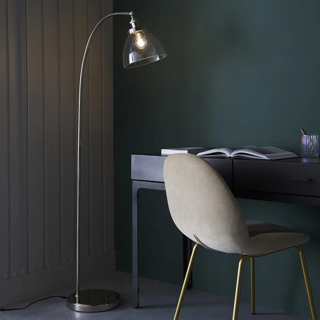 Hansen Floor Lamp in Bright Nickel Finish
