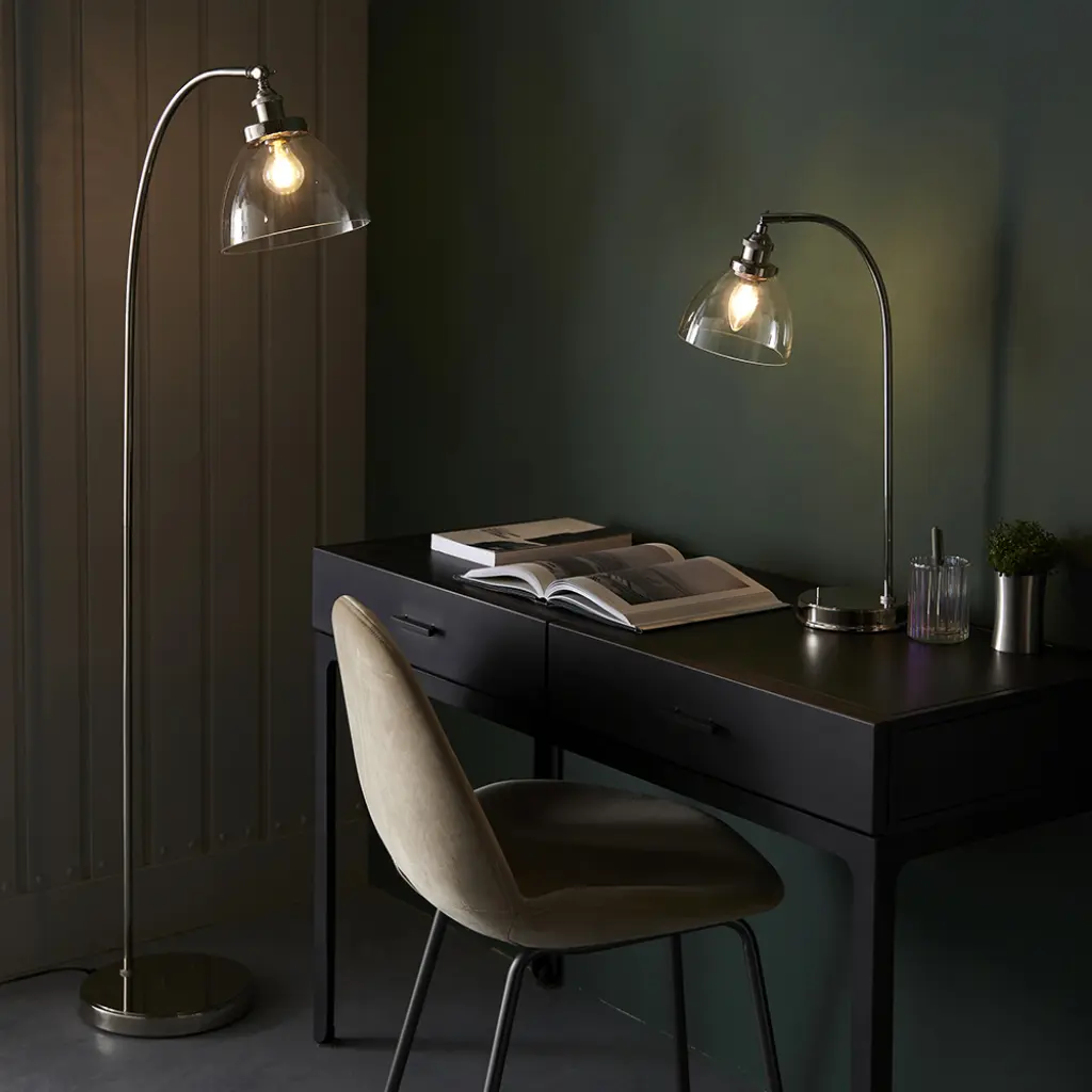Hansen Floor Lamp in Bright Nickel Finish