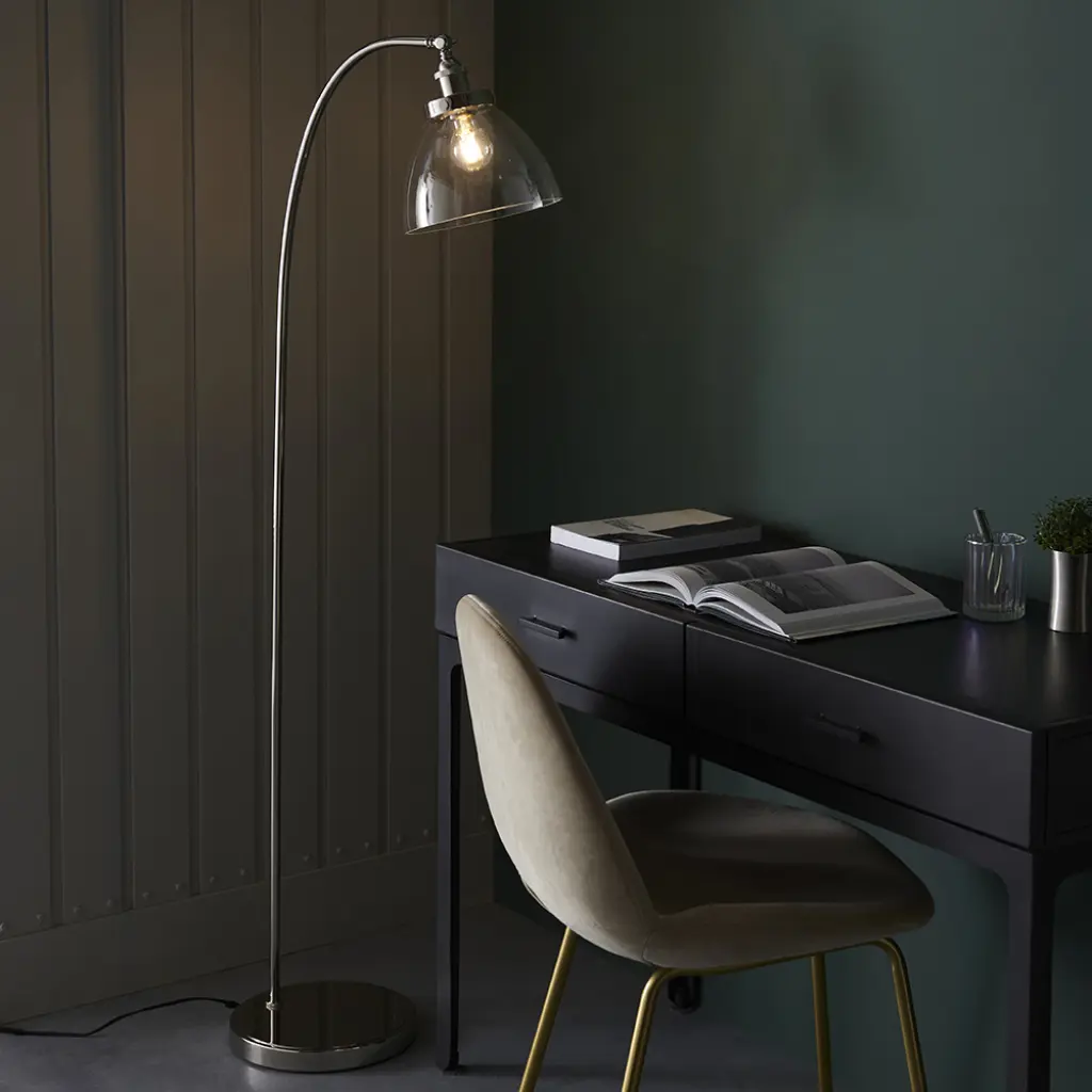Hansen Floor Lamp in Bright Nickel Finish