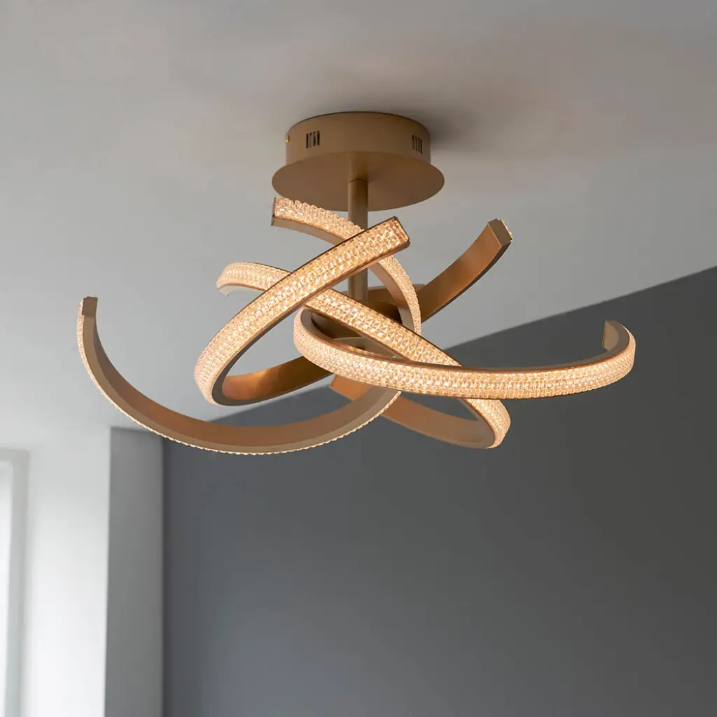 Lorenzo LED Semi Flush in Satin Gold