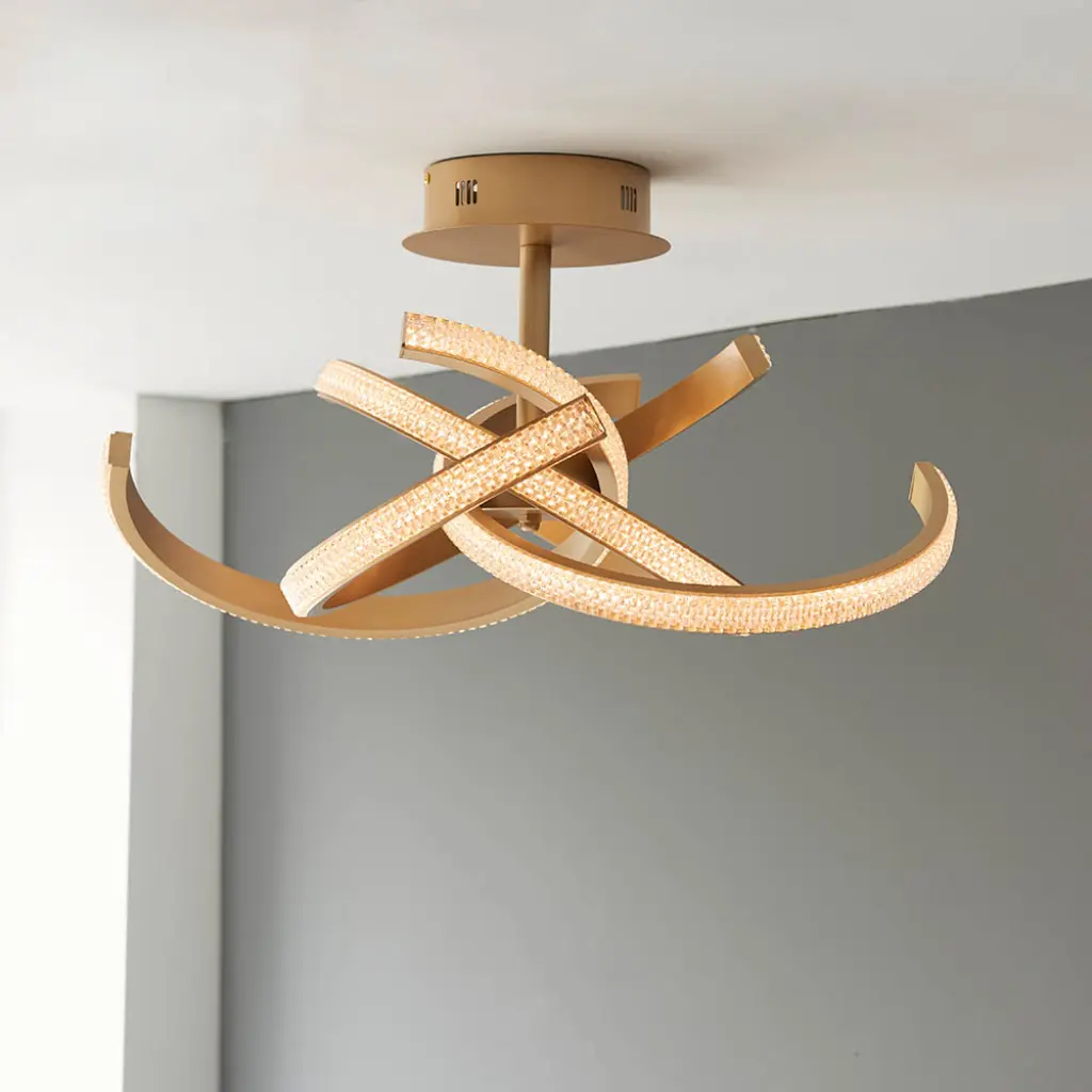 Lorenzo LED Semi Flush in Satin Gold