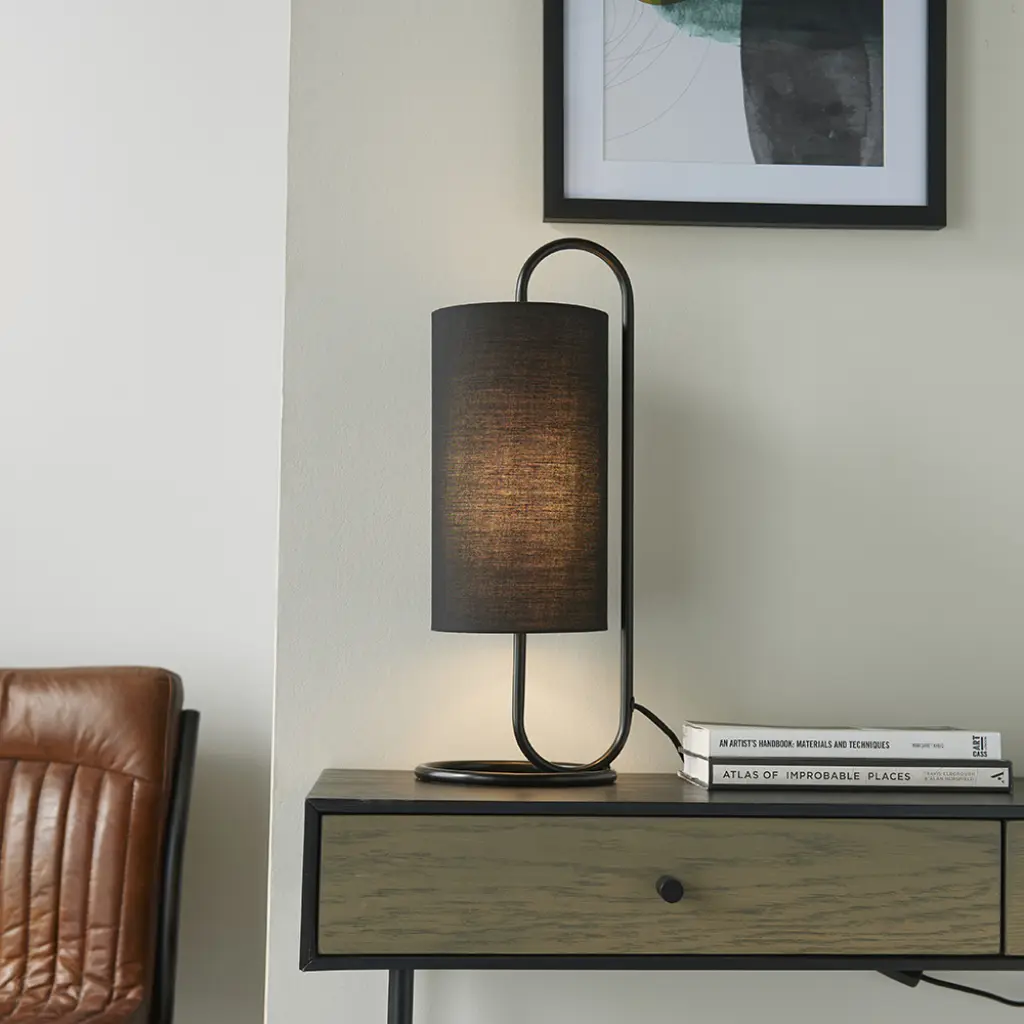 Klip Black Oval Table Lamp with Black Shade