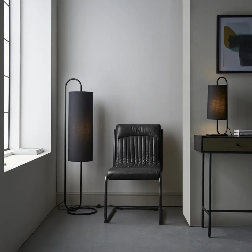 Klip Black Oval Table Lamp with Black Shade
