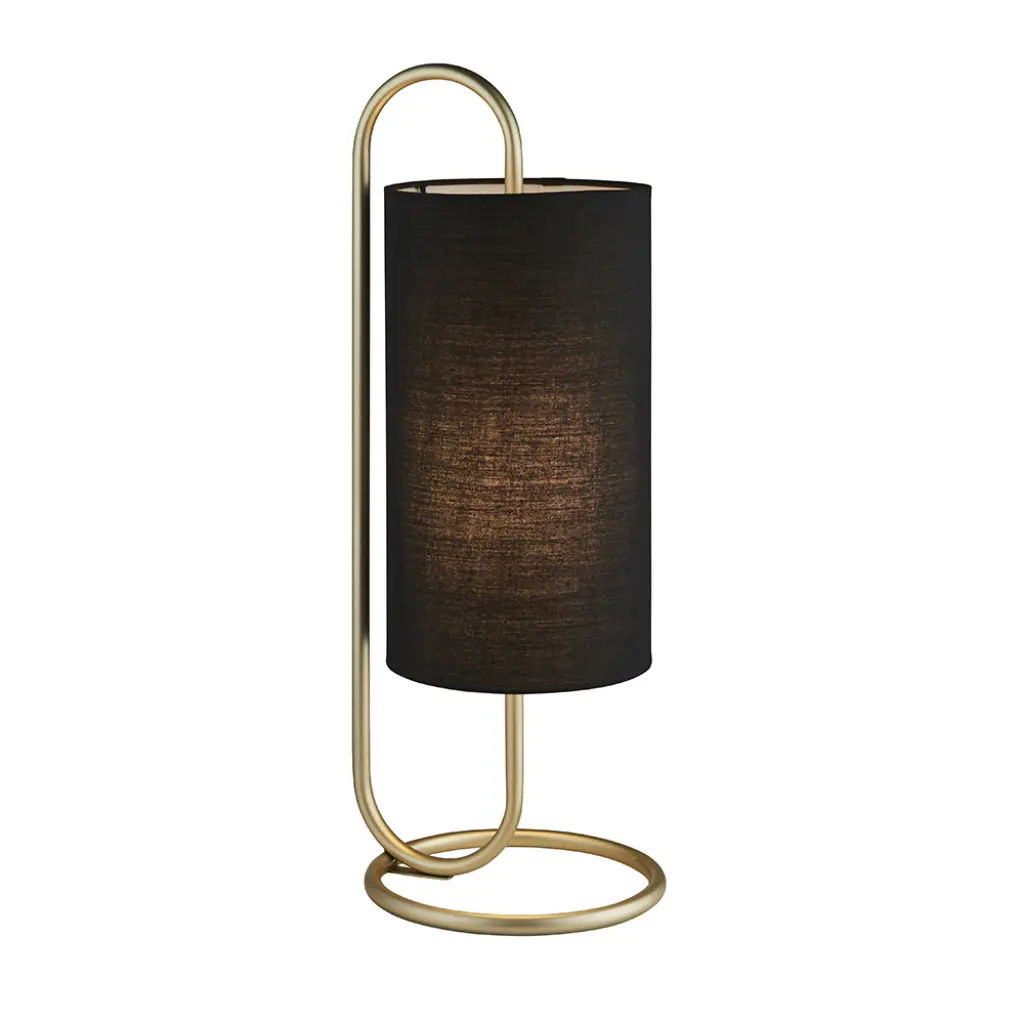 Klip Antique Brass Oval Table Lamp with Black Shade