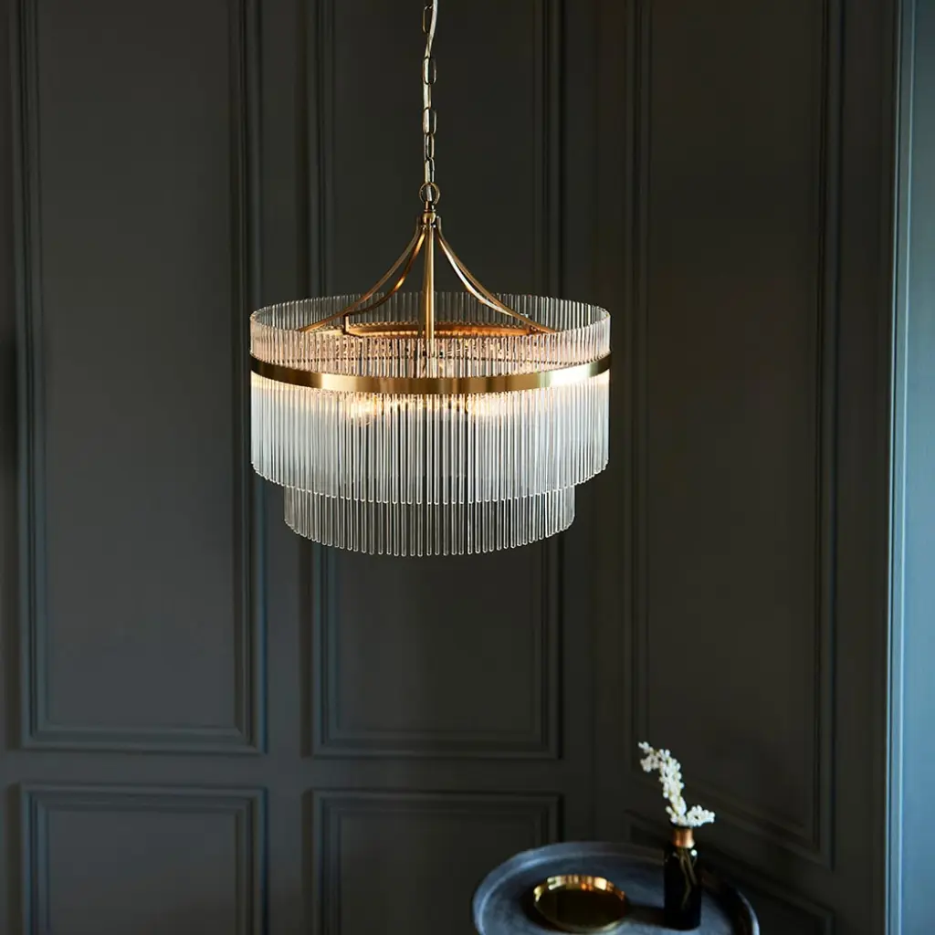 Marietta 5 Light Antique Brass Pendant