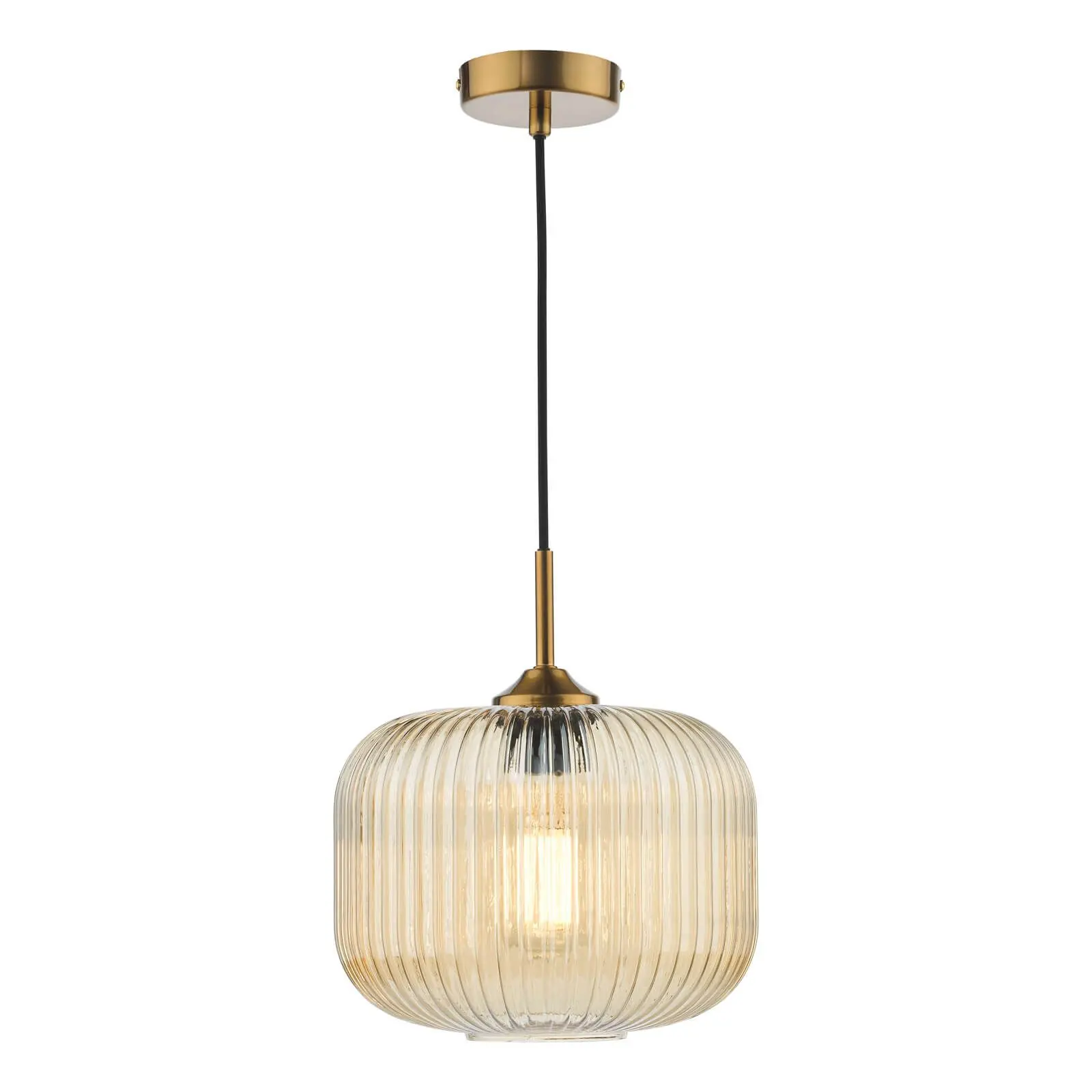 Demarius Natural Brass and Amber Glass Pendant