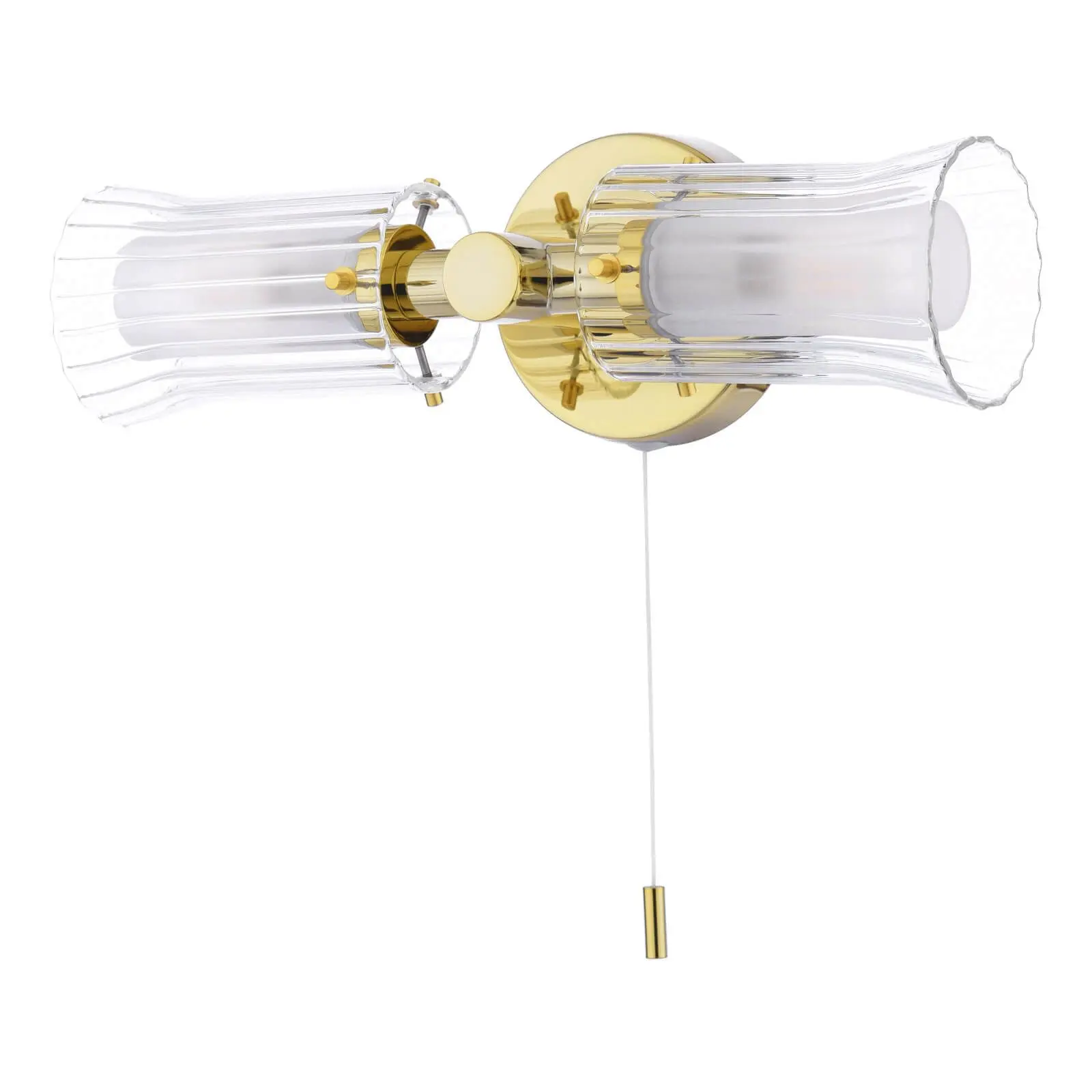 Elba Bathroom 2 Light Wall Light Polished Gold Glass IP44