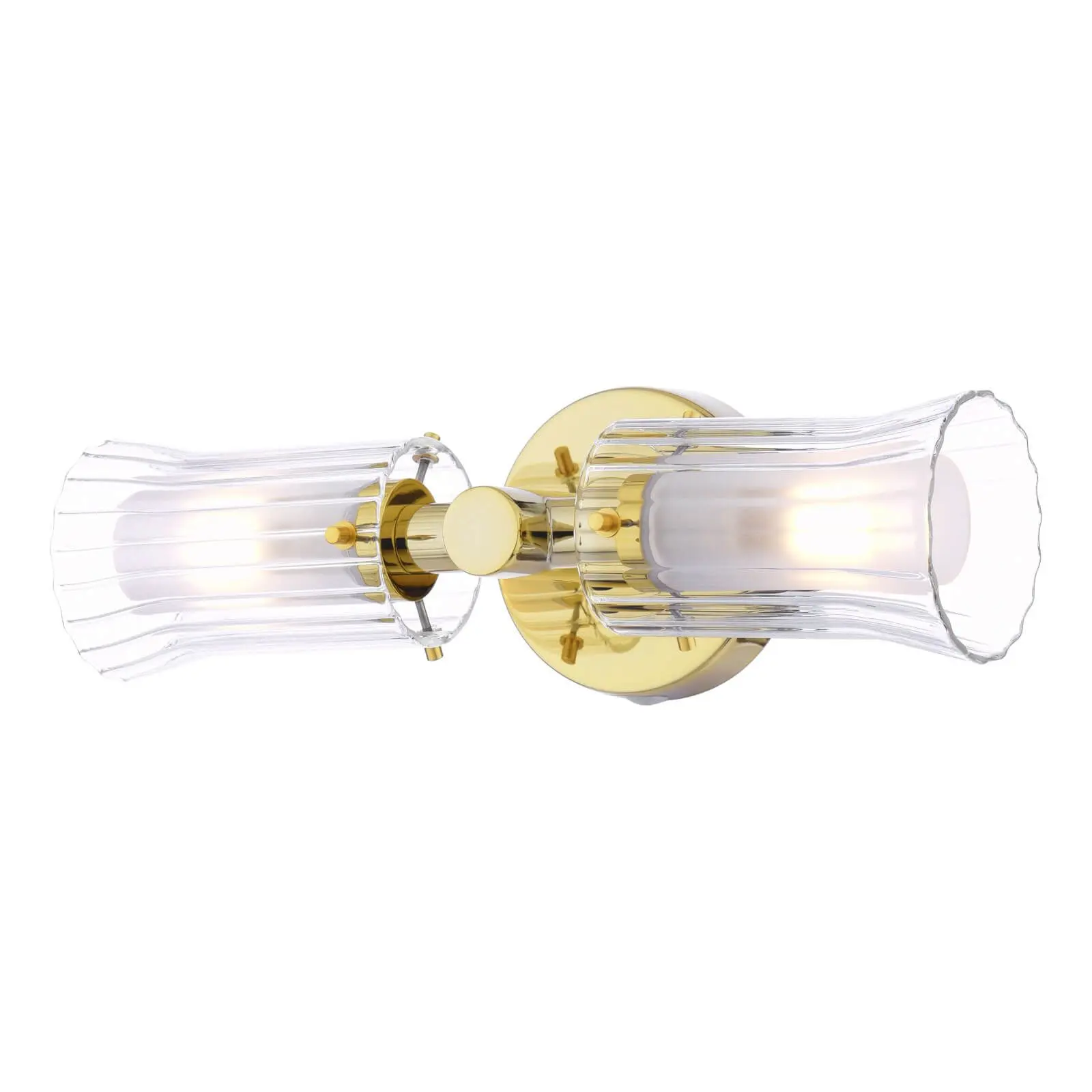 Elba Bathroom 2 Light Wall Light Polished Gold Glass IP44