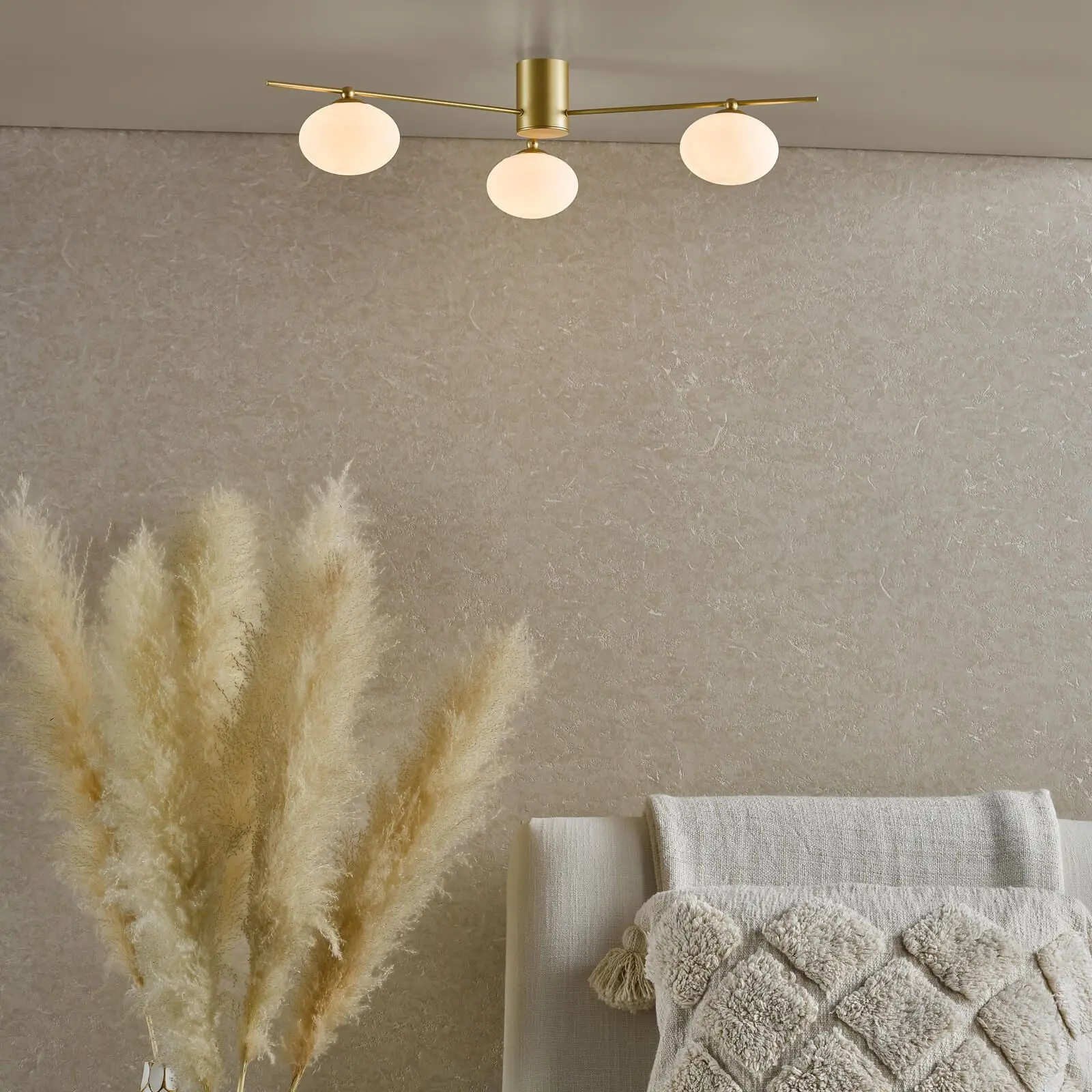 Jasper Satin Gold 3 Light Semi Flush Fitting