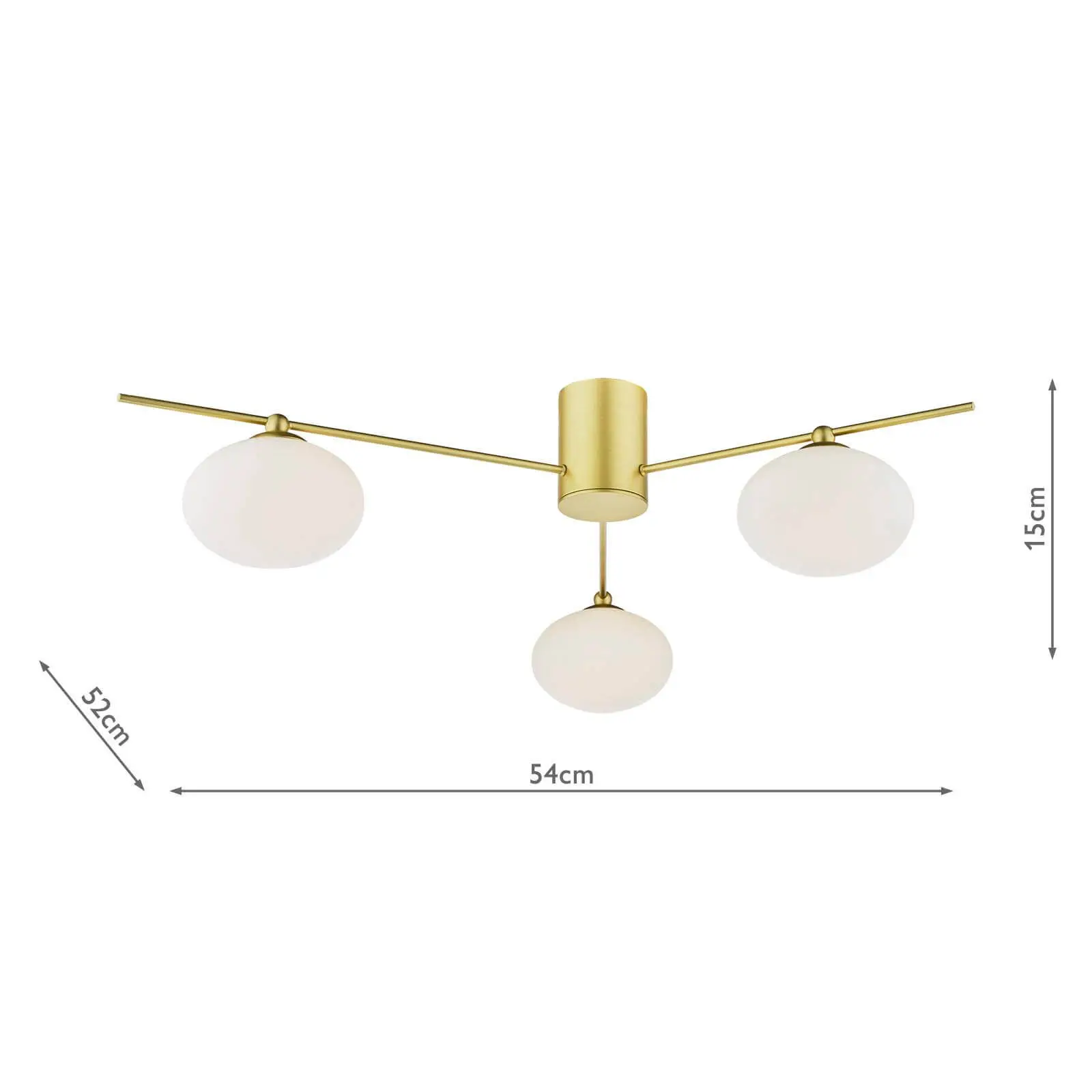 Jasper Satin Gold 3 Light Semi Flush Fitting