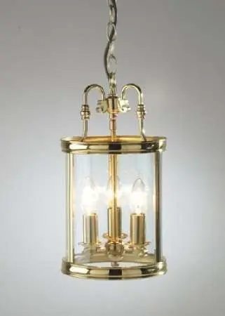 3-light polished brass dual mount  glass lantern