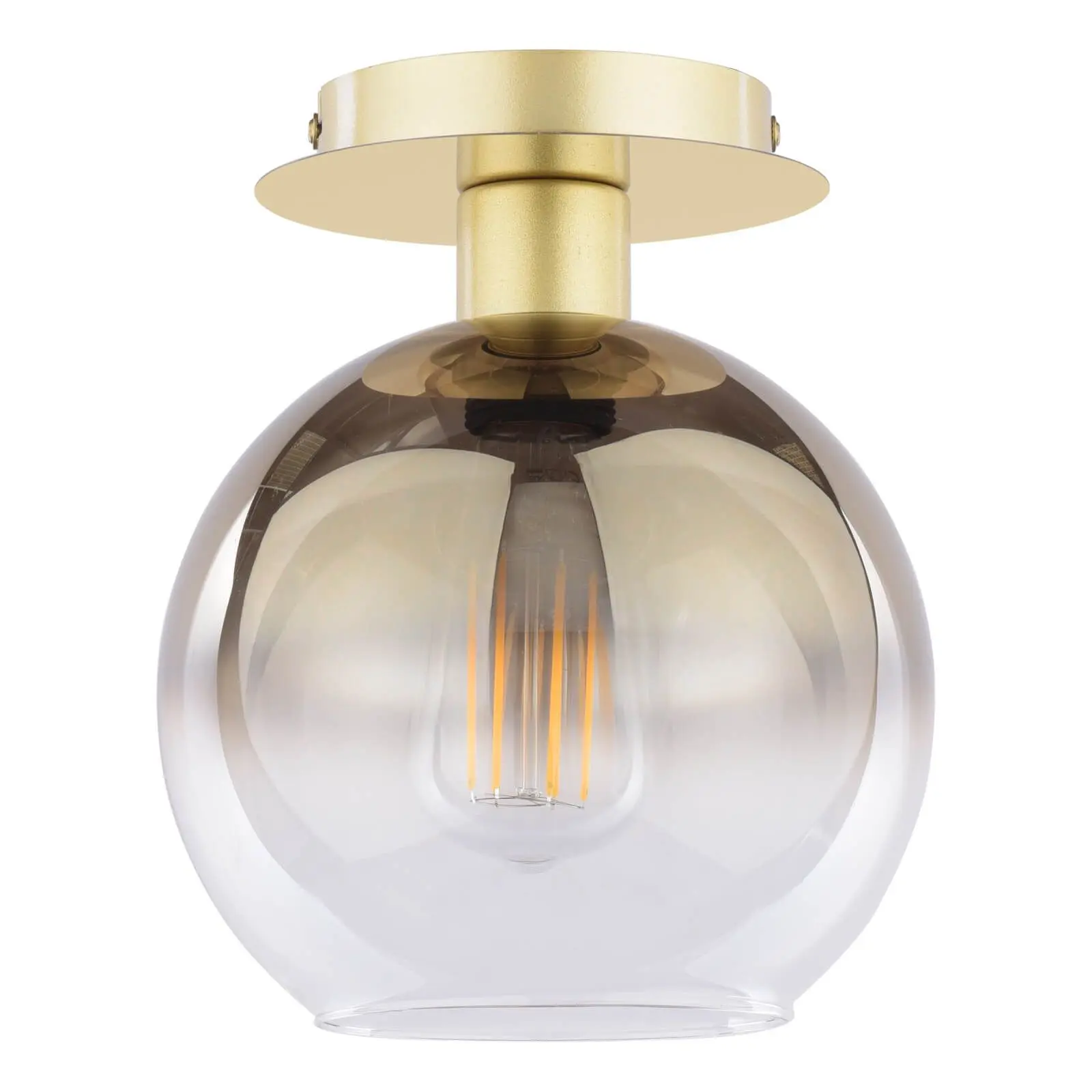 Lycia Polished Gold Semi Flush Fitting with Gold Ombre Glass