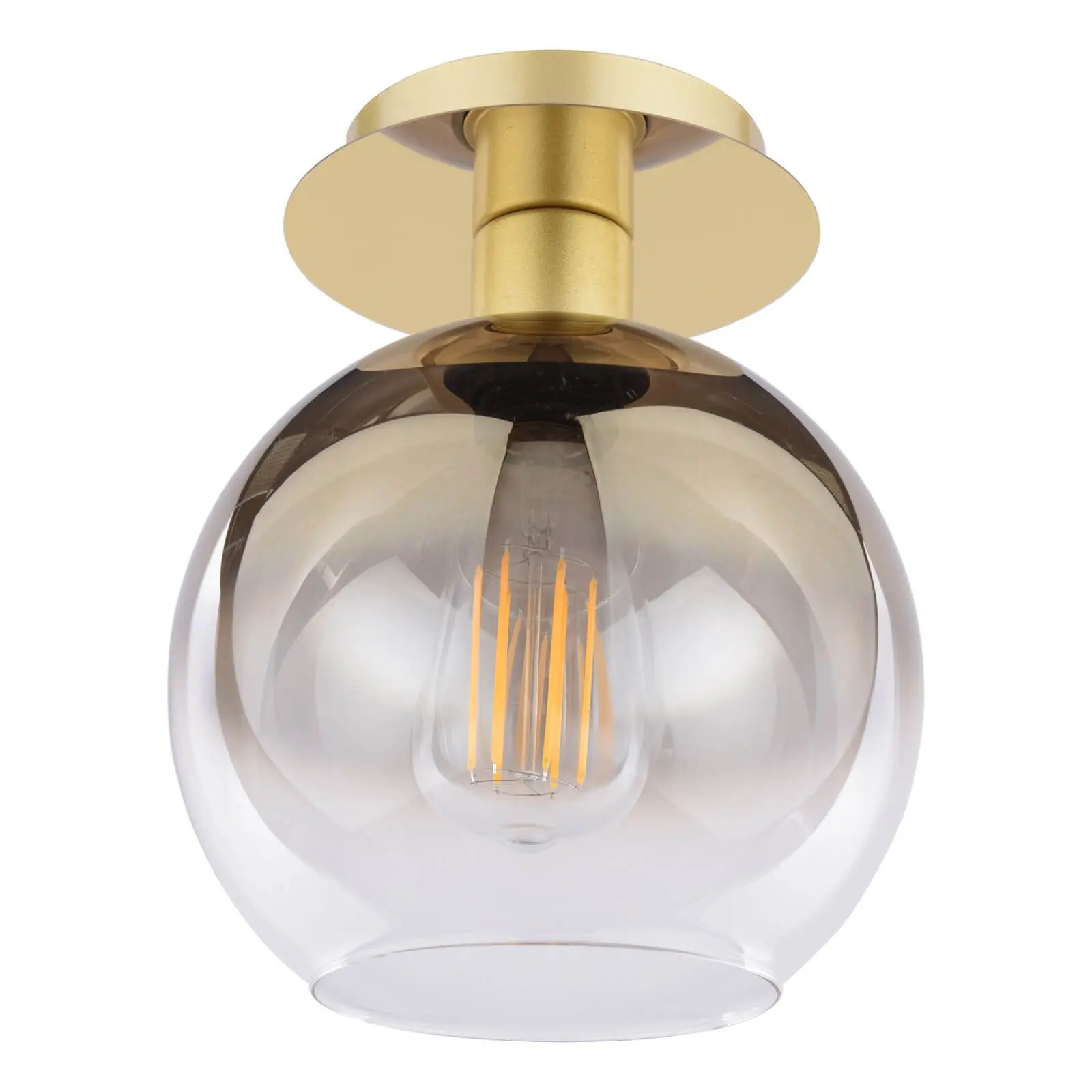 Lycia Polished Gold Semi Flush Fitting with Gold Ombre Glass