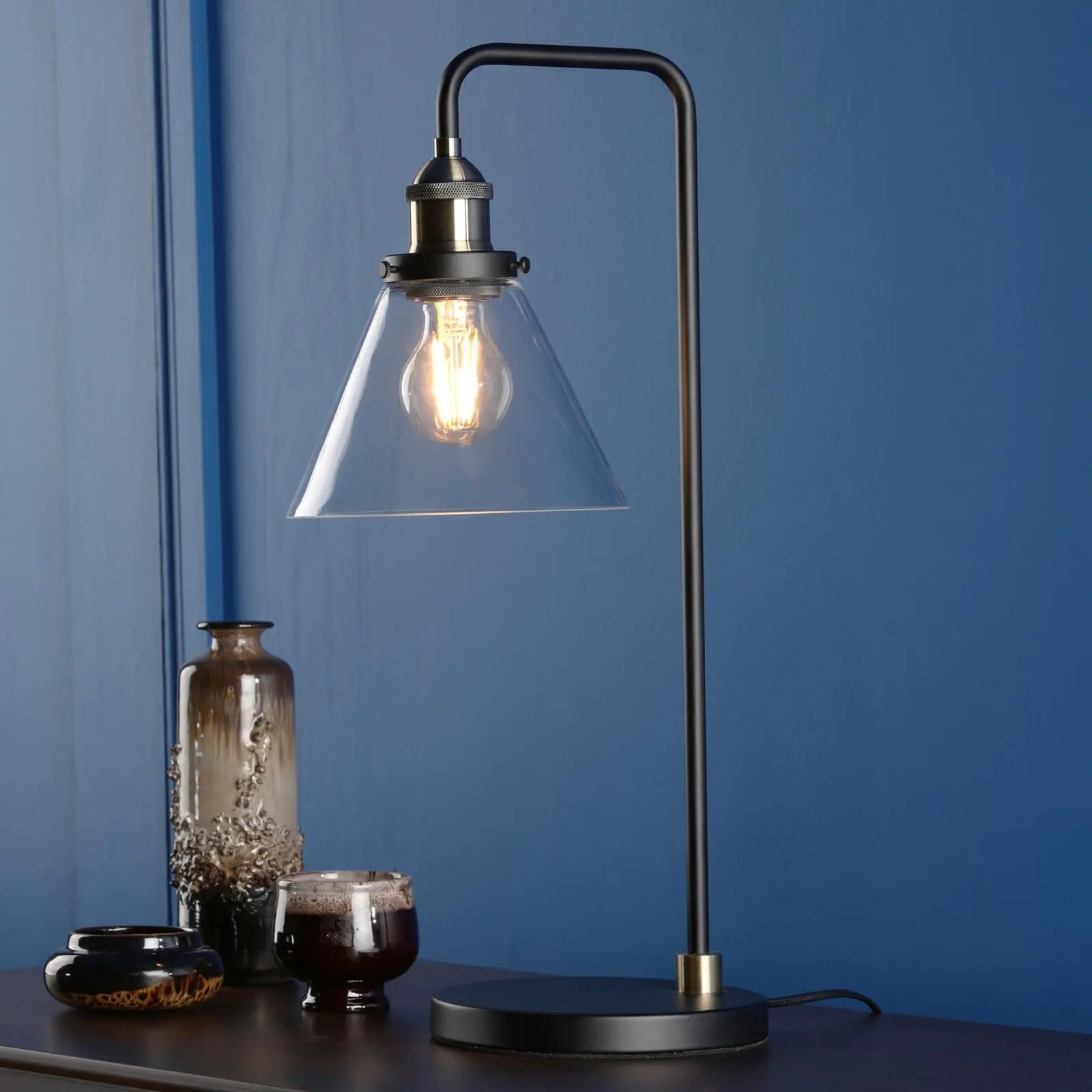 Ray Antique Brass & Glass Table Lamp