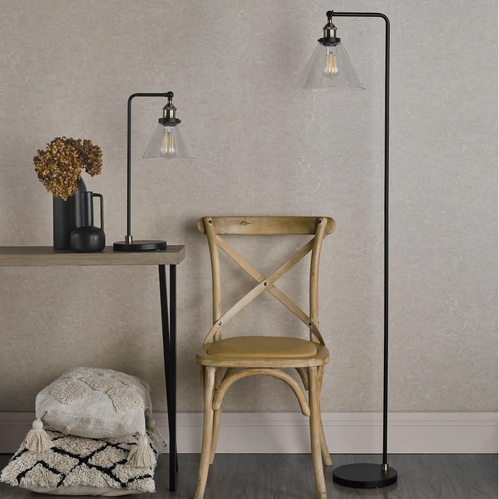 Ray Antique Brass & Glass Table Lamp