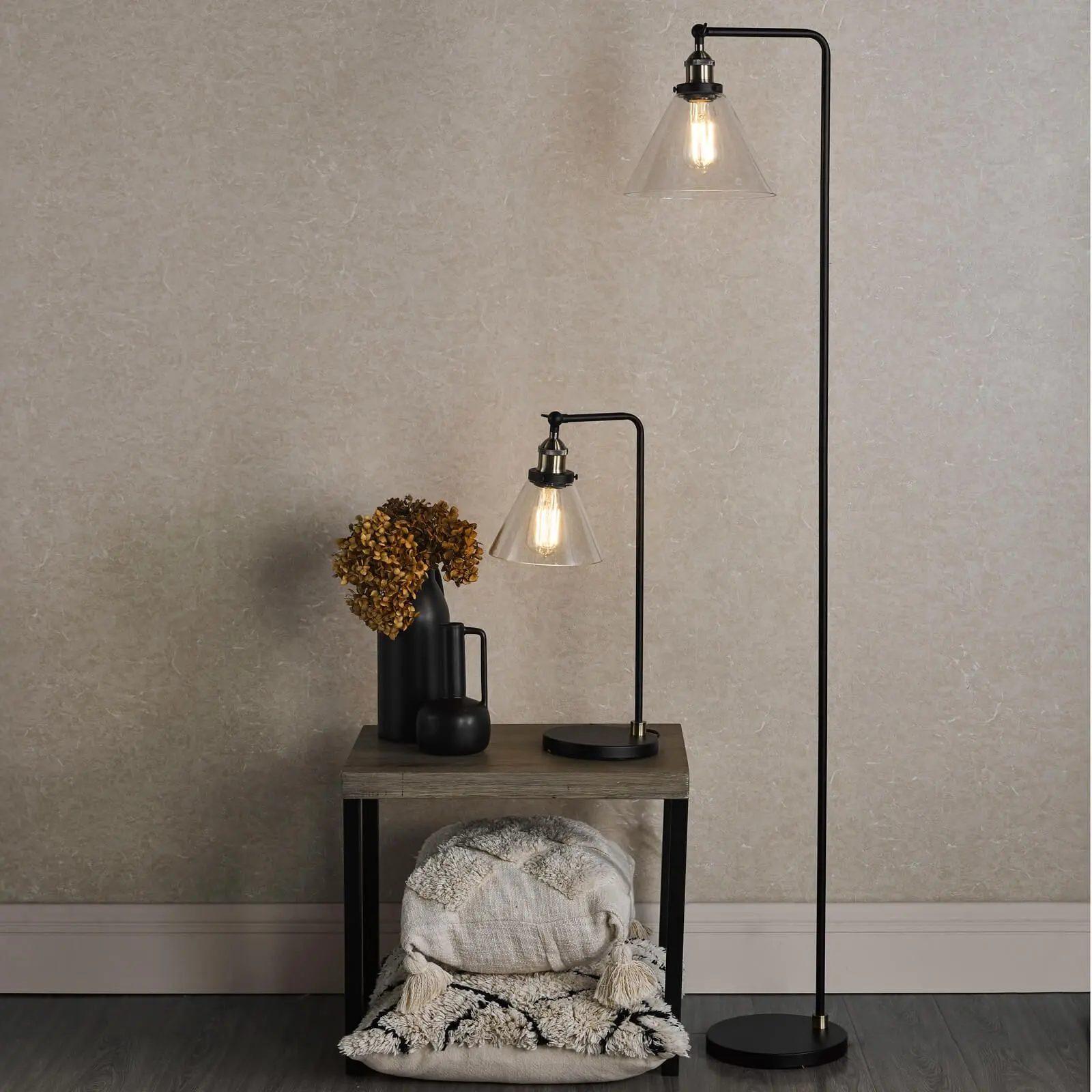 Ray Antique Brass & Glass Table Lamp