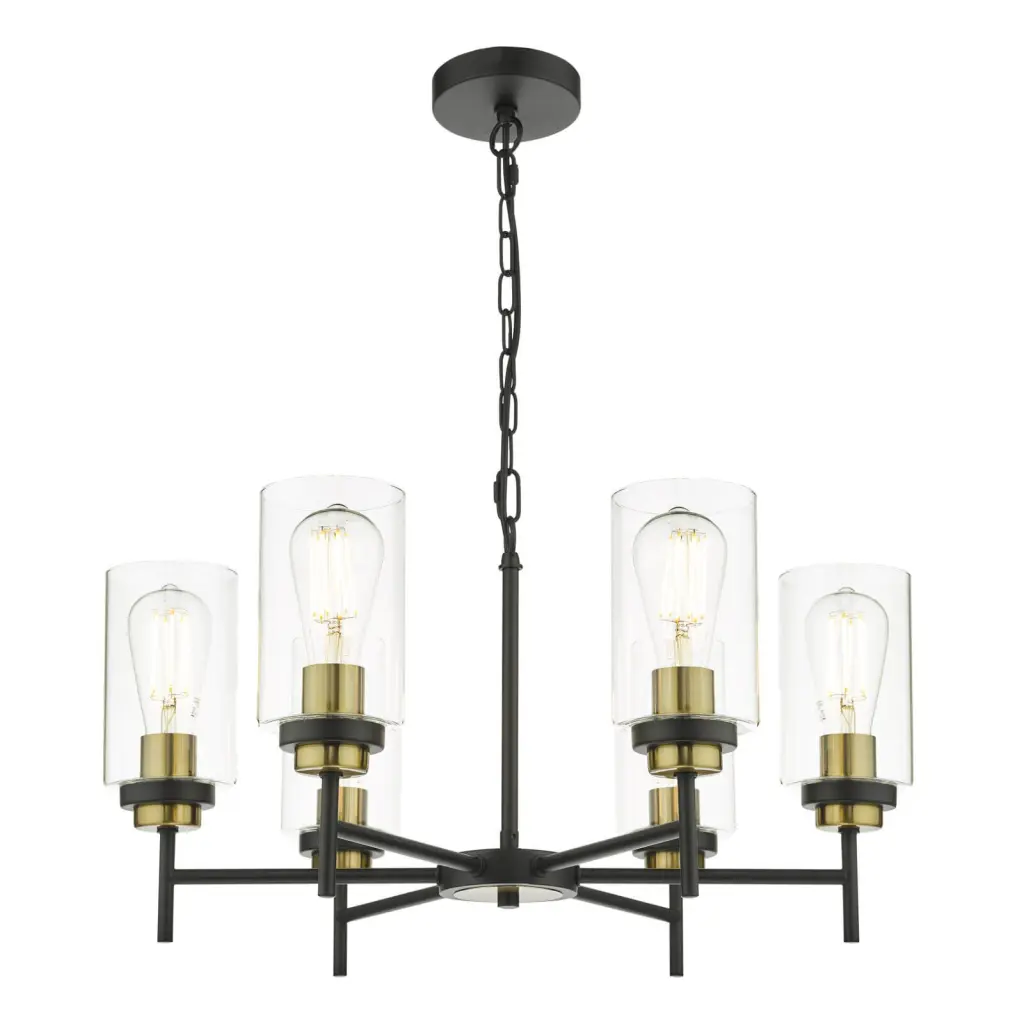 Abel 6 Light Pendant in Black & Brass Finish