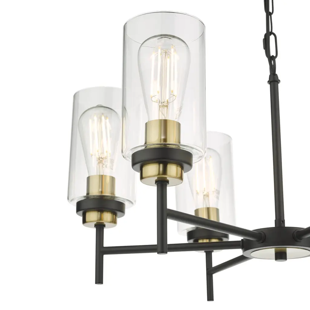 Abel 6 Light Pendant in Black & Brass Finish