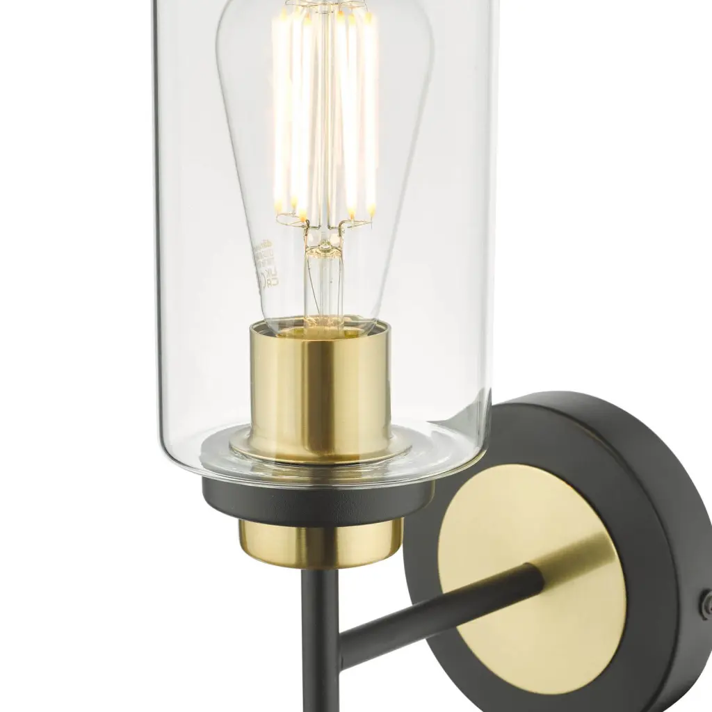 Abel Wall Light in Black & Brass Finish