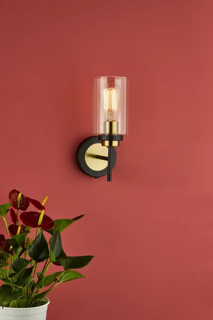 Abel Wall Light in Black & Brass Finish