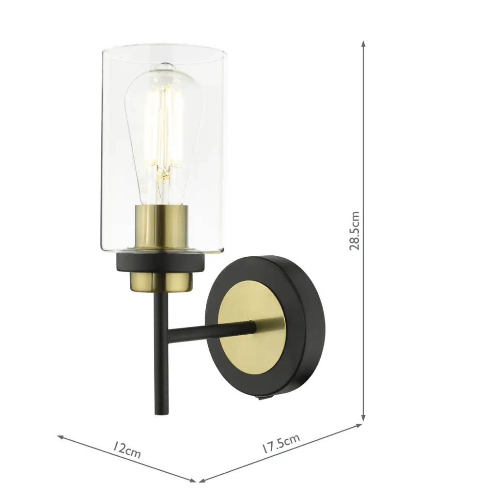 Abel Wall Light in Black & Brass Finish