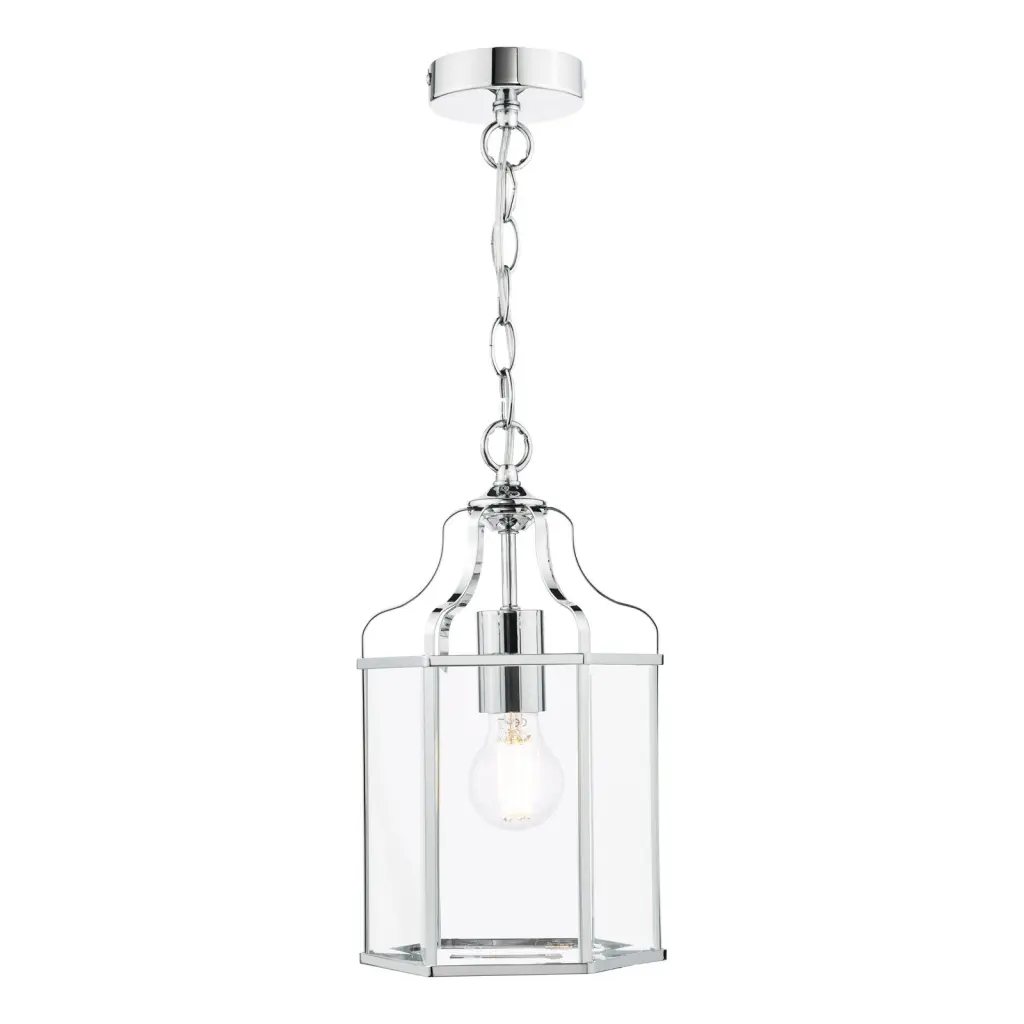 Aled Single Lantern in Polished Chrome & Glass