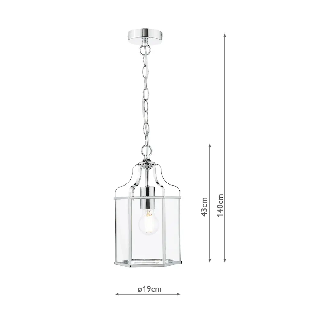 Aled Single Lantern in Polished Chrome & Glass