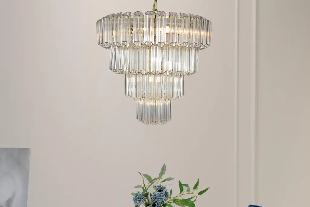 Pierre 11 Light Satin Brass Crystal Ceiling Pendant